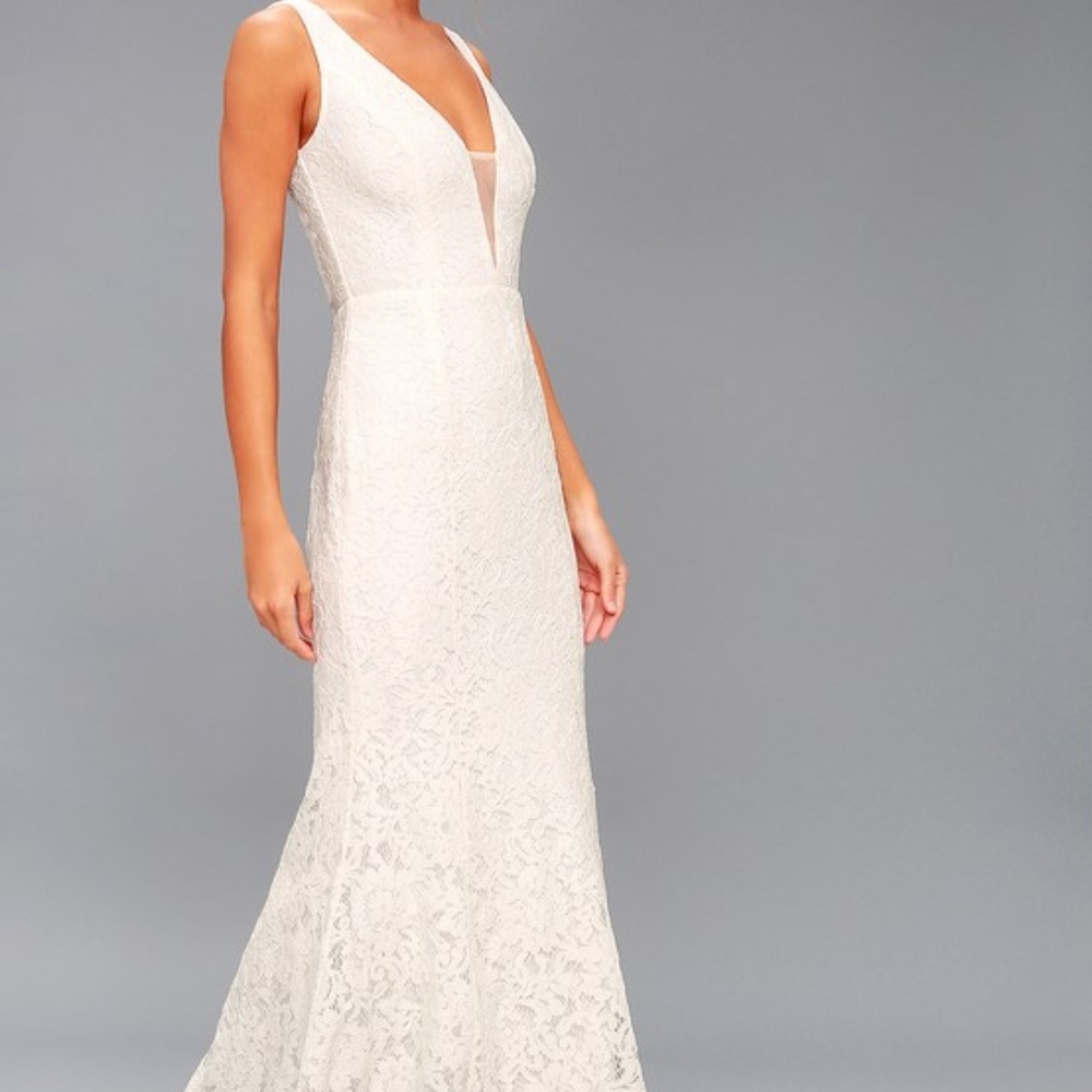 White Lace Maxi Dress Mermaid